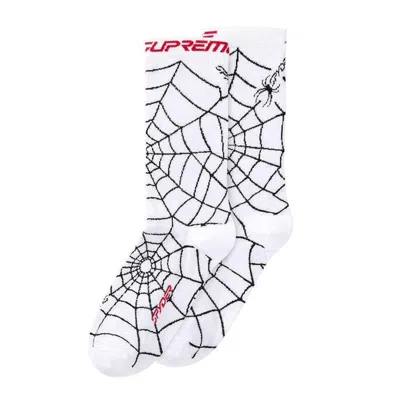 Pre-owned Supreme X Spyder Crew Socks S/m In White