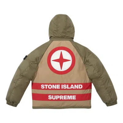 Supreme X Stone Island Fw23 Week10 Reversible Down Puffer Jacket 'olivegreen' In Green