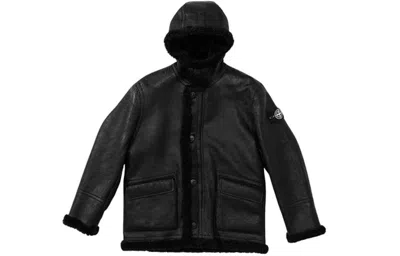 Supreme X Stone Island Hand-painted Hooded Shearling Jacket 'black'