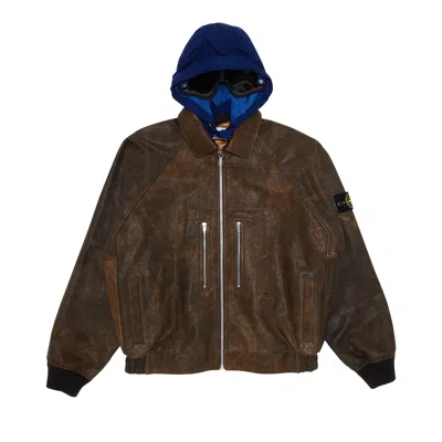Pre-owned Supreme X Stone Island Leather Bomber Jacket 'brown'