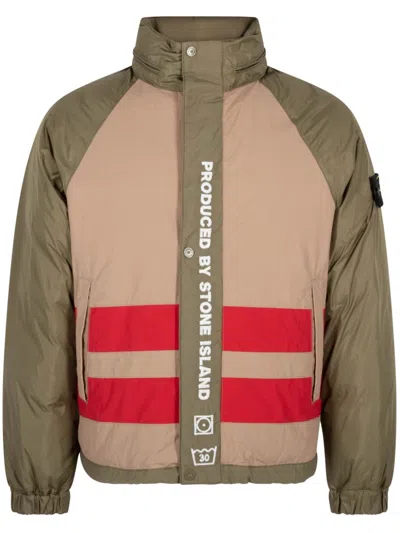 Supreme X Stone Island Reversible "olive" Down Jacket In Green