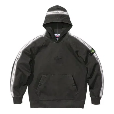Supreme X Stone Island Stripe Hooded Sweatshirt 'black White'