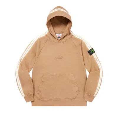Pre-owned Supreme X Stone Island Stripe Hooded Sweatshirt 'tan'
