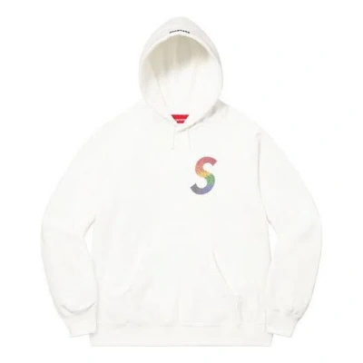 Supreme X Swarovski S Logo Hooded Sweatshirt 'white'
