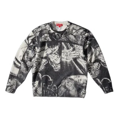 Supreme X The Crow Sweater 'white Black' In Gray