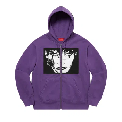 Pre-owned Supreme X The Crow Zip Up Hooded Sweatshirt 'dusty Purple' | Men's Size L
