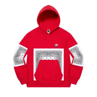 Pre-owned Supreme X The North Face Bandana Hooded Sweatshirt 'red'