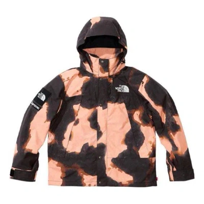 Supreme X The North Face Bleached Denim Print Mountain Jacket 'beige Black' In Brown