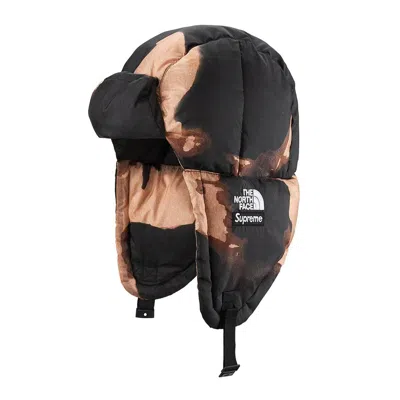Pre-owned Supreme X The North Face Bleached Denim Print Nuptse Trooper In Black