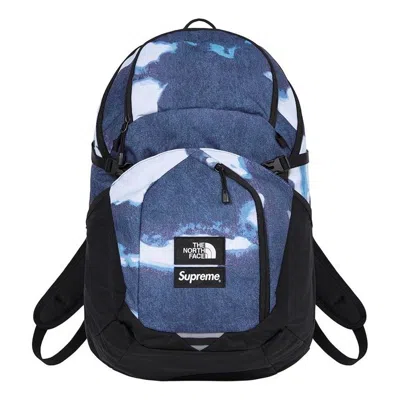 Supreme X The North Face Bleached Denim Print Pocono Backpack 'blue Black White'
