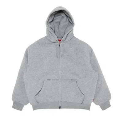 Pre-owned Supreme X The North Face Down Filled Zip Up Hooded Sweatshirt 'heather Grey'