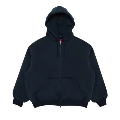 Pre-owned Supreme X The North Face Down Filled Zip Up Hooded Sweatshirt 'navy' In Blue