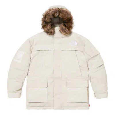 Supreme X The North Face Fw23 Week15 Suede 600-fill Down Parka Jacket 'beige' In Neutral