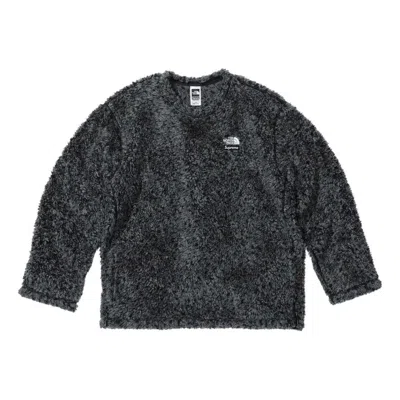 Supreme X The North Face High Pile Fleece L/s Top 'black' In Gray
