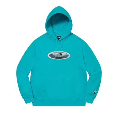 Pre-owned Supreme X The North Face Lenticular Mountains Hooded Sweatshirt 'teal'