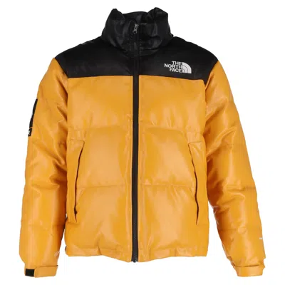 Supreme X The North Face Nuptse Jacket In Yellow Leather