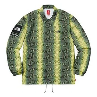 Supreme X The North Face Snakeskin Taped Seam Coaches Jacket 'green Yellow'