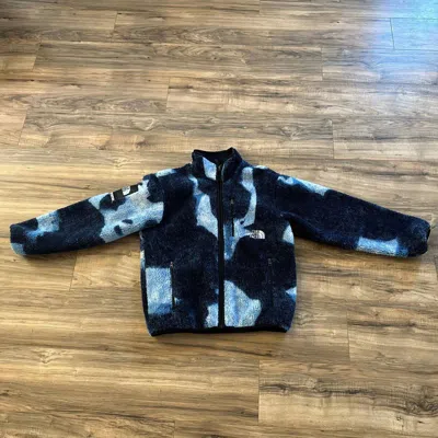 Pre-owned Supreme X The North Face Supreme The North Face Bleached Denim Print Fleece Jacket In Blue