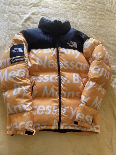 Pre-owned Supreme X The North Face Supreme Tnf North Face Bamn By Any Means Nuptse Jacket In Yellow
