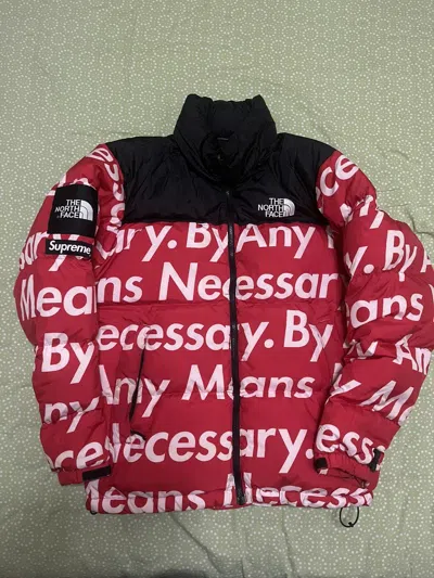 Pre-owned Supreme X The North Face Supreme Tnf North Face Red Bamn By Any Means Nuptse Jacket
