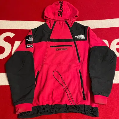 Pre-owned Supreme X The North Face Supreme X Tnf - Steep Tech Hoodie Hooded Sweatshirt 2016 In Red