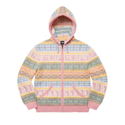 Pre-owned Supreme X The North Face Zip Up Hooded Sweater 'pink'