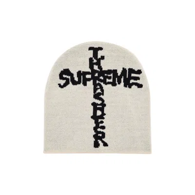 Pre-owned Supreme X Thrasher Beanie 'stone' In Cream