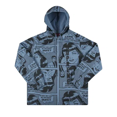 Pre-owned Supreme X Thrasher Boyfriend Hooded Zip Up Jacket 'blue' | Men's Size M