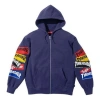 Supreme X Thrasher Multi Logo Zip Up Hooded Sweatshirt 'purple Multi-color' In Blue
