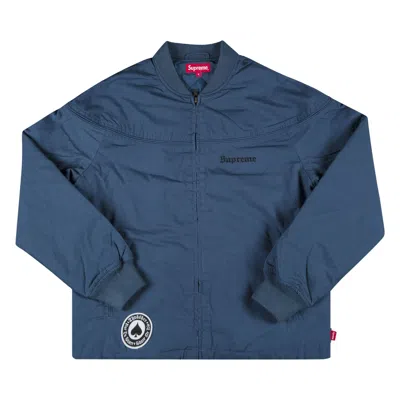 Pre-owned Supreme X Thrasher Poplin Crew Jacket 'navy' In Blue