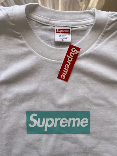 Pre-owned Supreme X Tiffany Co Supreme T-shirt Con Logo Supreme X Tiffany & Co Large In White