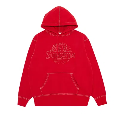 Pre-owned Supreme X Timberland Hooded Sweatshirt 'red'