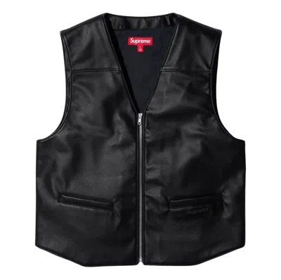 Supreme X Toy Machine Faux Leather Vest 'black Red'