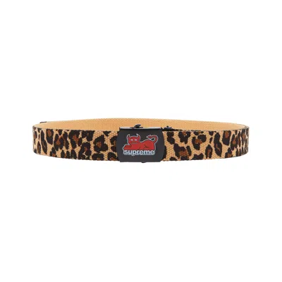 Pre-owned Supreme X Toy Machine Webbing Belt 'leopard' In Tan