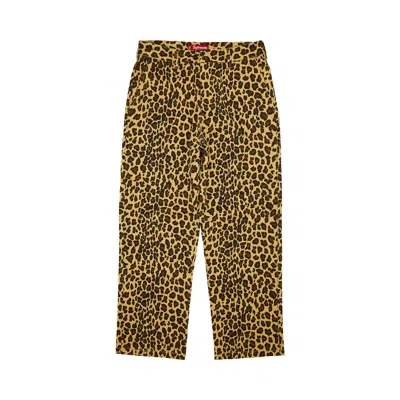 Pre-owned Supreme X Toy Machine Work Pant 'leopard' In Tan