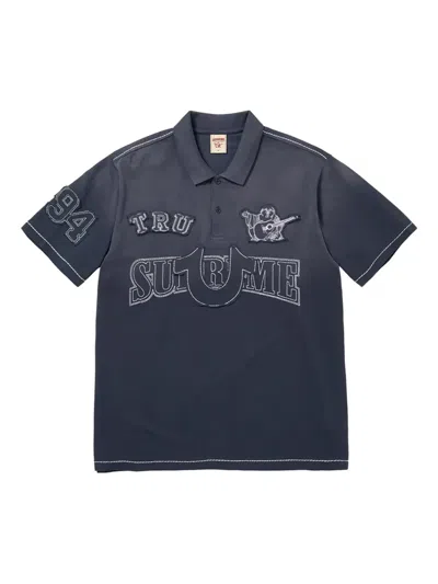 Supreme X True Religion® Appliqué Polo Shirt In Blue