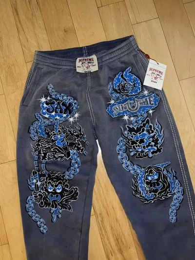 Pre-owned Supreme X True Religion Supreme True Religion Sweatpants In Blue