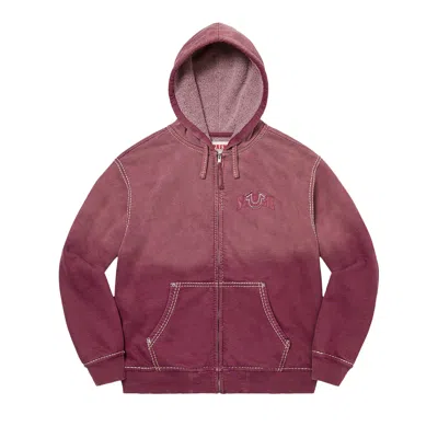 Pre-owned Supreme X True Religion Zip Up Hooded Sweatshirt 'eggplant' In Red