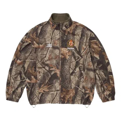 Supreme X Umbro Zip-up Camo-pattern Cotton Track Jacket In Brown