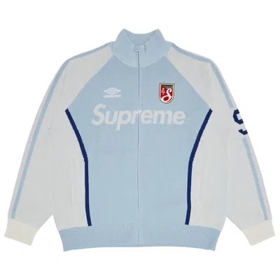 Pre-owned Supreme X Umbro Zip Up Sweater 'light Blue' | Men's Size M