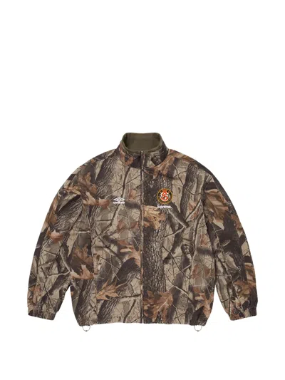 Supreme X Umbro Zip-up Camo-pattern Cotton Track Jacket In Brown
