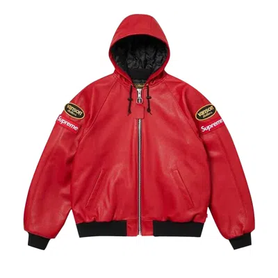 Pre-owned Supreme X Vanson Leather Hooded Work Jacket 'red' | Men's Size L