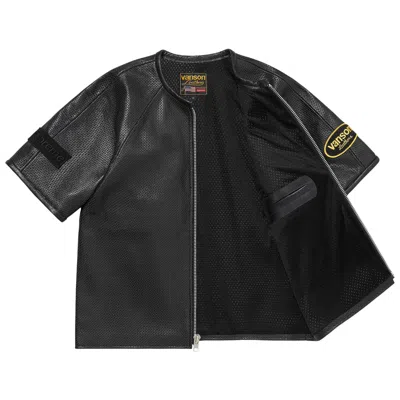 Pre-owned Supreme X Vanson Leathers Short-sleeve Racing Jacket 'black' | Men's Size S