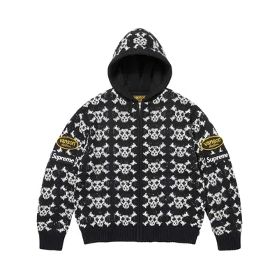Pre-owned Supreme X Vanson Leathers Skull Zip Up Hooded Sweater 'black' | Men's Size Xl