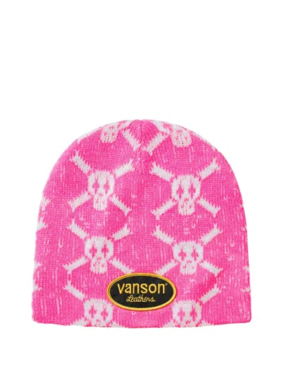 Supreme X Vanson Leathers Skull-intarsia Beanie Hat In Pink