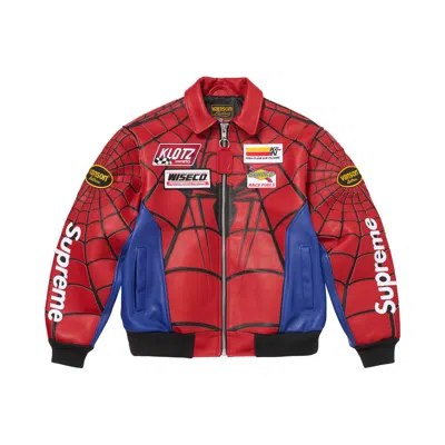 Pre-owned Supreme X Vanson Leathers Spider-man Jacket 'red' | Men's Size M