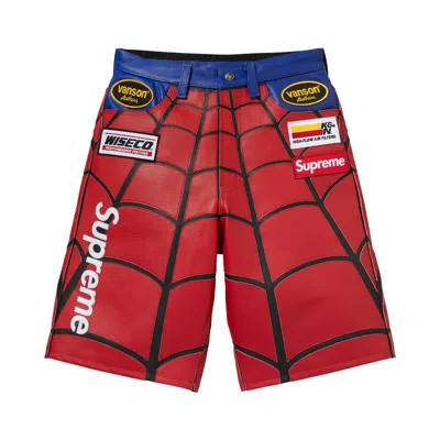 Pre-owned Supreme X Vanson Leathers Spider-man Short 'red' | Men's Size 30