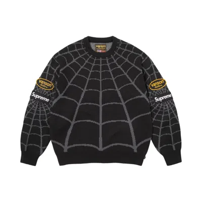 Pre-owned Supreme X Vanson Leathers Spider-man Sweater 'black' | Men's Size Xl