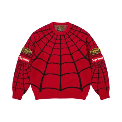 Pre-owned Supreme X Vanson Leathers Spider-man Sweater 'red' | Men's Size M