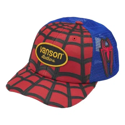 Supreme X Vanson Leathers X Marvel Logo-patch Baseball Cap In Red
